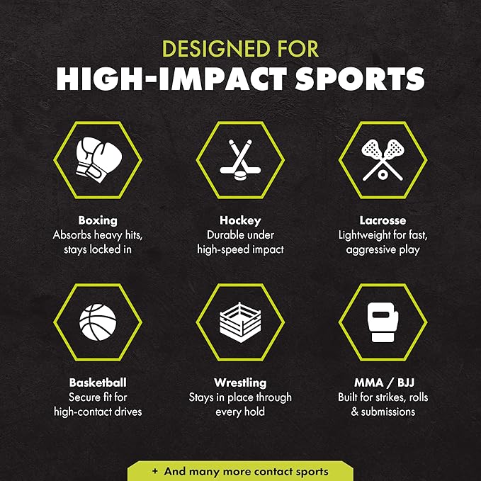 DAMAGE CONTROL High-Impact Mouth Guard – Sports Mouthguard for Boxing, Football, Hockey, Lacrosse & Basketball, Protects Teeth & Jaw, Protective Mouthpiece for Adults & Youth (Youth, SymBite 2.0)