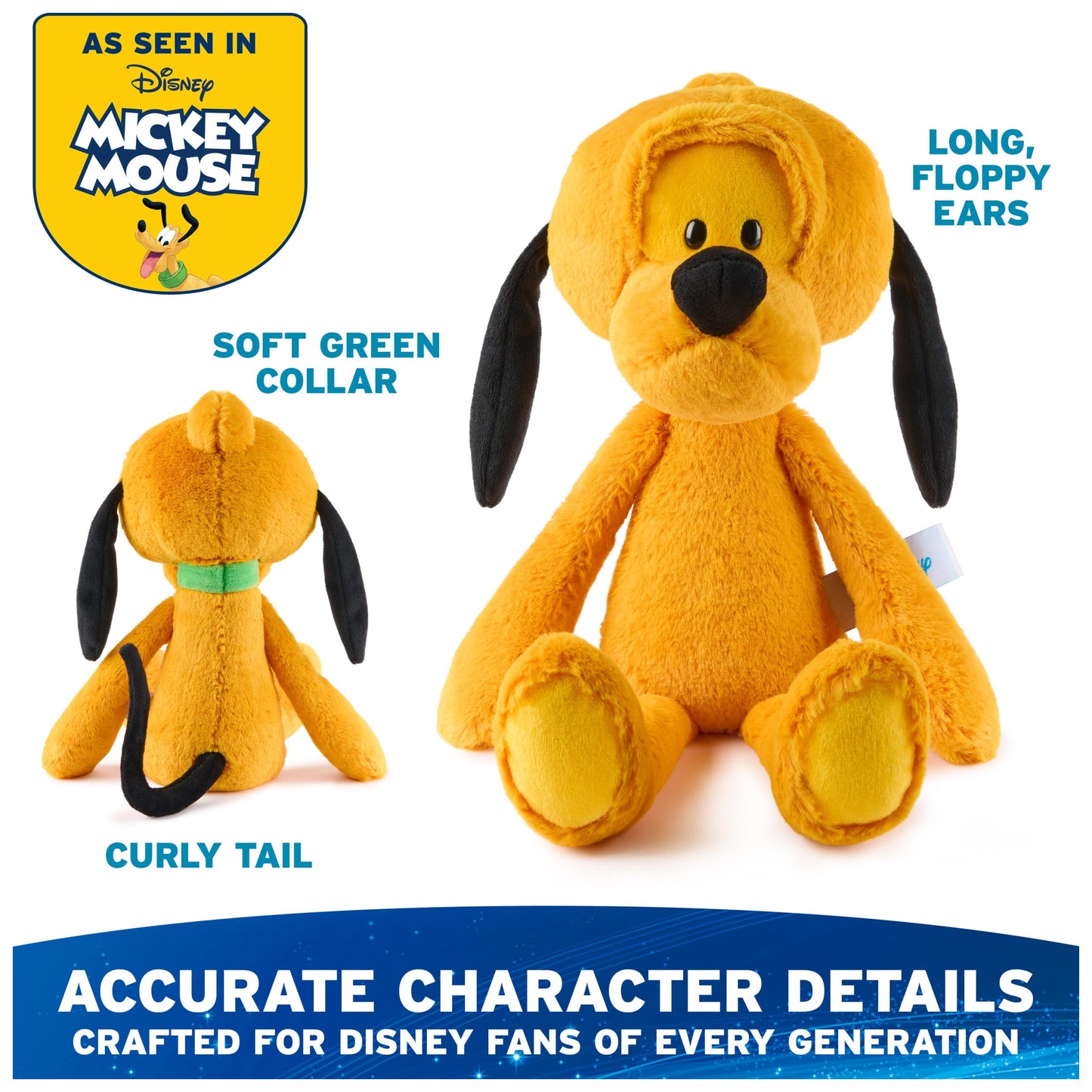 GUND Disney Official Pluto Toothpick Plush, Pluto Dog Stuffed Animal for Ages 1 and Up, Yellow, 15”