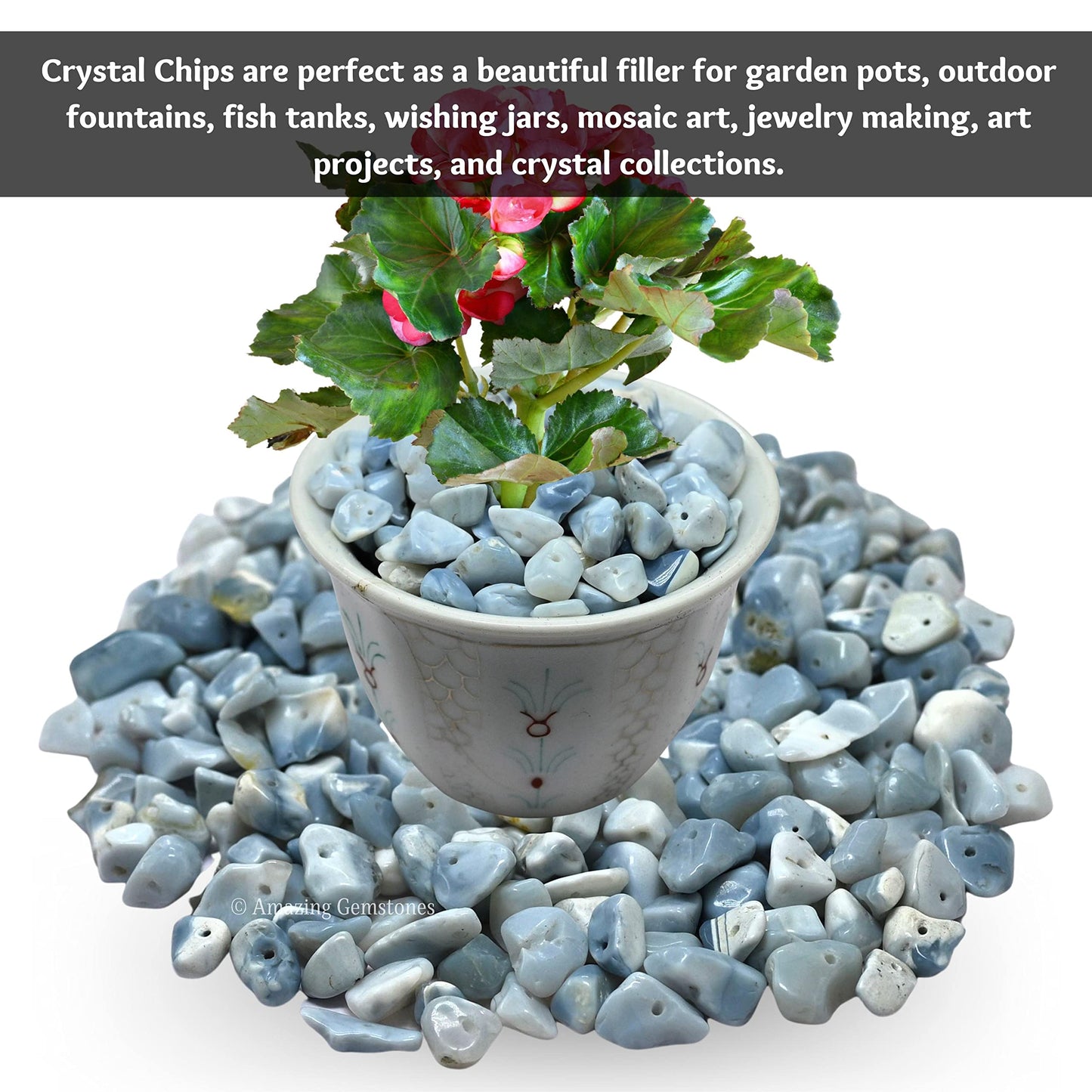 Blue Opal Pre Drilled Natural Crystals Crushed Chips Beads for Jewelry Making, DIY Handmade Healing Crystals (25 Inch Strand)