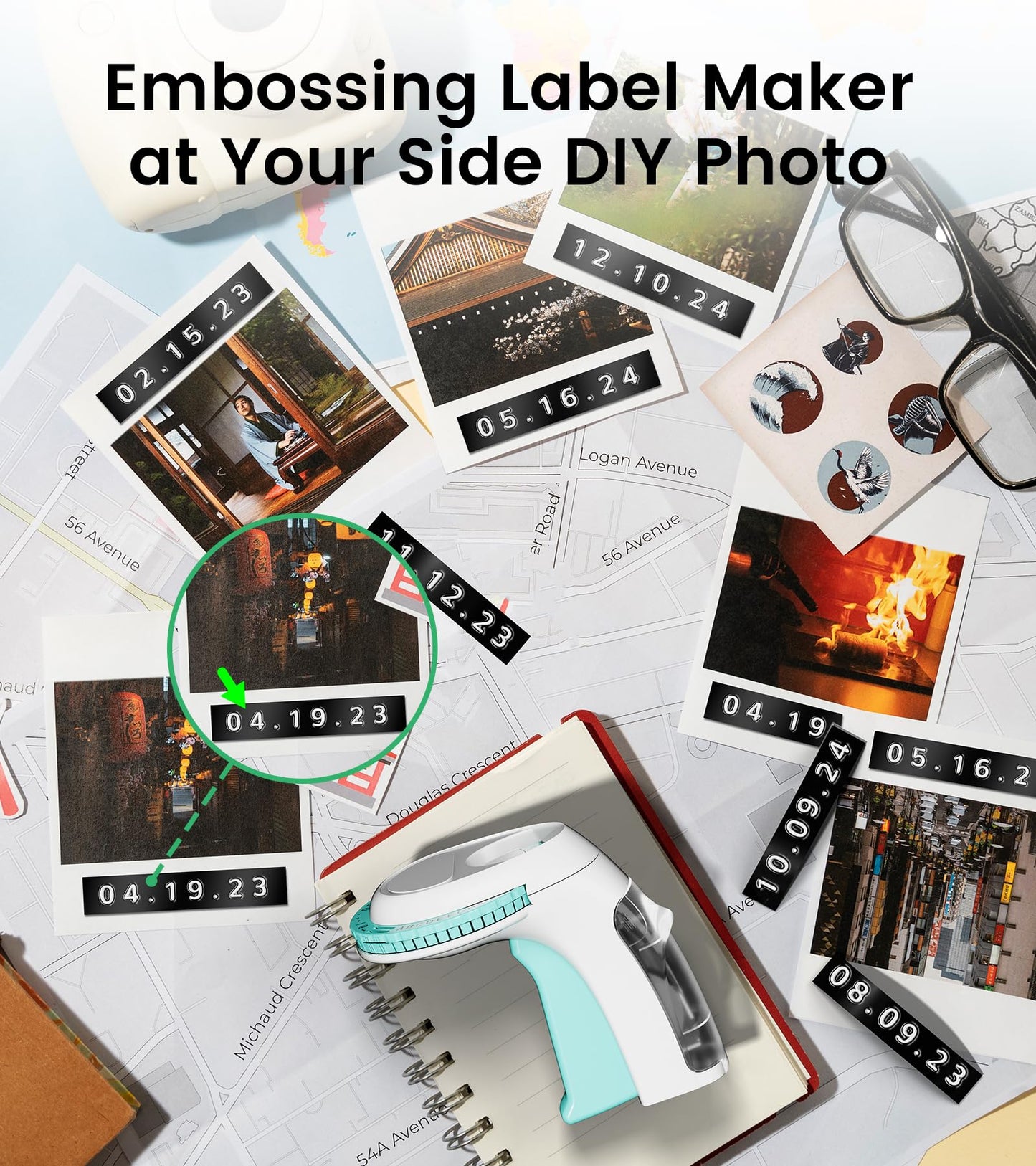 EazeID Embossing Label Maker Machine, Retro Embossed Label Maker Vintage, Handheld Old School Embosser with 3Rolls 3D 9mm 3/8 Inch Embossing Label Tapes for School Kids Items Home Office Scrapbooking