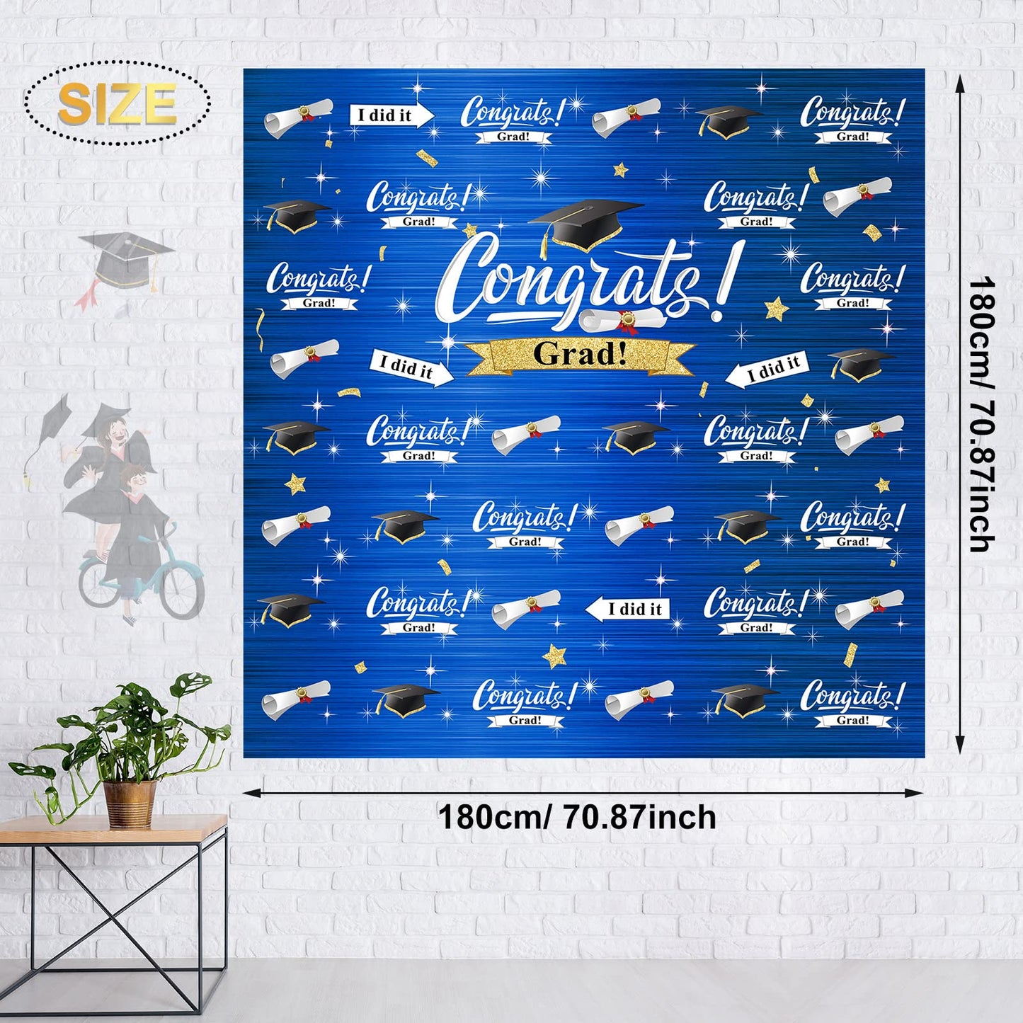 Graduation Party Decorations Including Congrats Grad Photography Backdrop Banner Balloons Garland Arch Kit for Adults Kids Grad Party Decoration Supplies (Navy Blue and Gold)