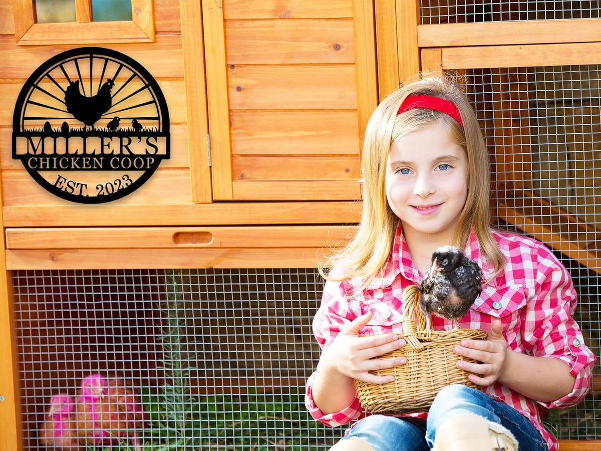 Hen House Coop Sign, Custom Chicken Coop Signs, Custom Chicken Farm Metal Sign, Family Name Metal Sign for Farm House, Our Little Coop Sign Metal Sign