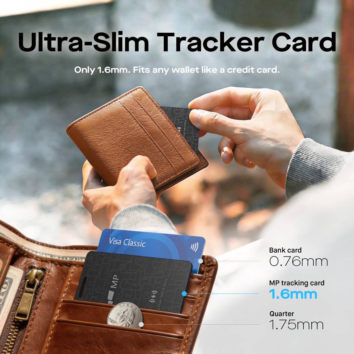 2026 Mobile Pixels Wallet Tracker Card, Works with (iOS and Android), Ultra Slim Rechargeable Bluetooth Tracker, Tracker Key Finder, Portable Item Locator for Wallet, Bags, Luggage (2- Pack)