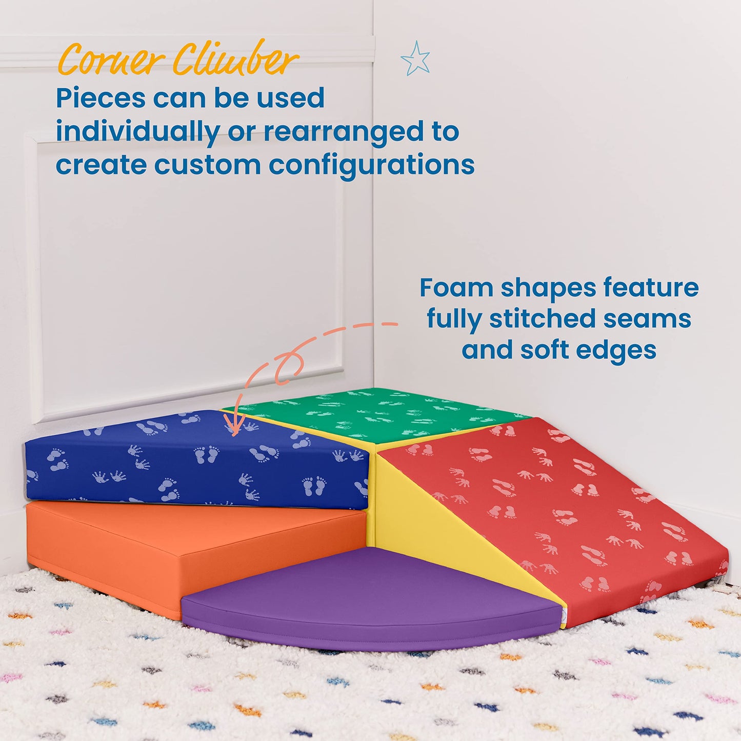 ECR4Kids SoftZone Tiny Twisting Climber, Beginner Playset, Assorted, 5-Piece