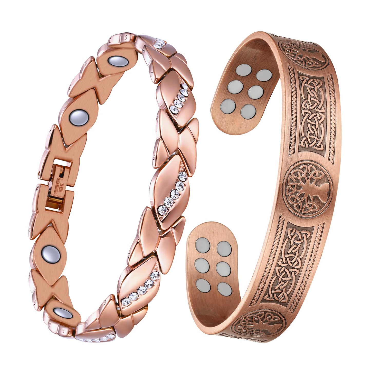 Jecanori Pure Copper Bracelets for Women Men, Magnetic Bracelets with Sizing Tool