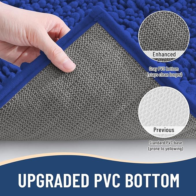 Arotive Luxury Chenille Bathroom Rug Mat, Extra Soft Thick Absorbent Shaggy Bath Rugs, Non-Slip Machine Wash Dry, Plush Bath Mats for Bathroom, Shower and Tub, 30x20, Dark Blue