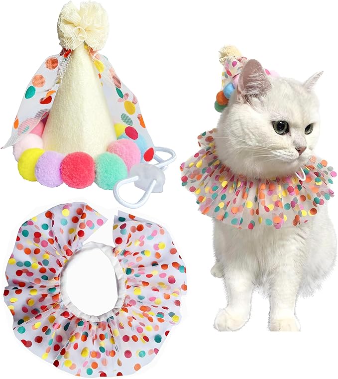 Cat Dog Princess Costumes Cat Birthday Hat and Scarf Pet Birthday Bandana