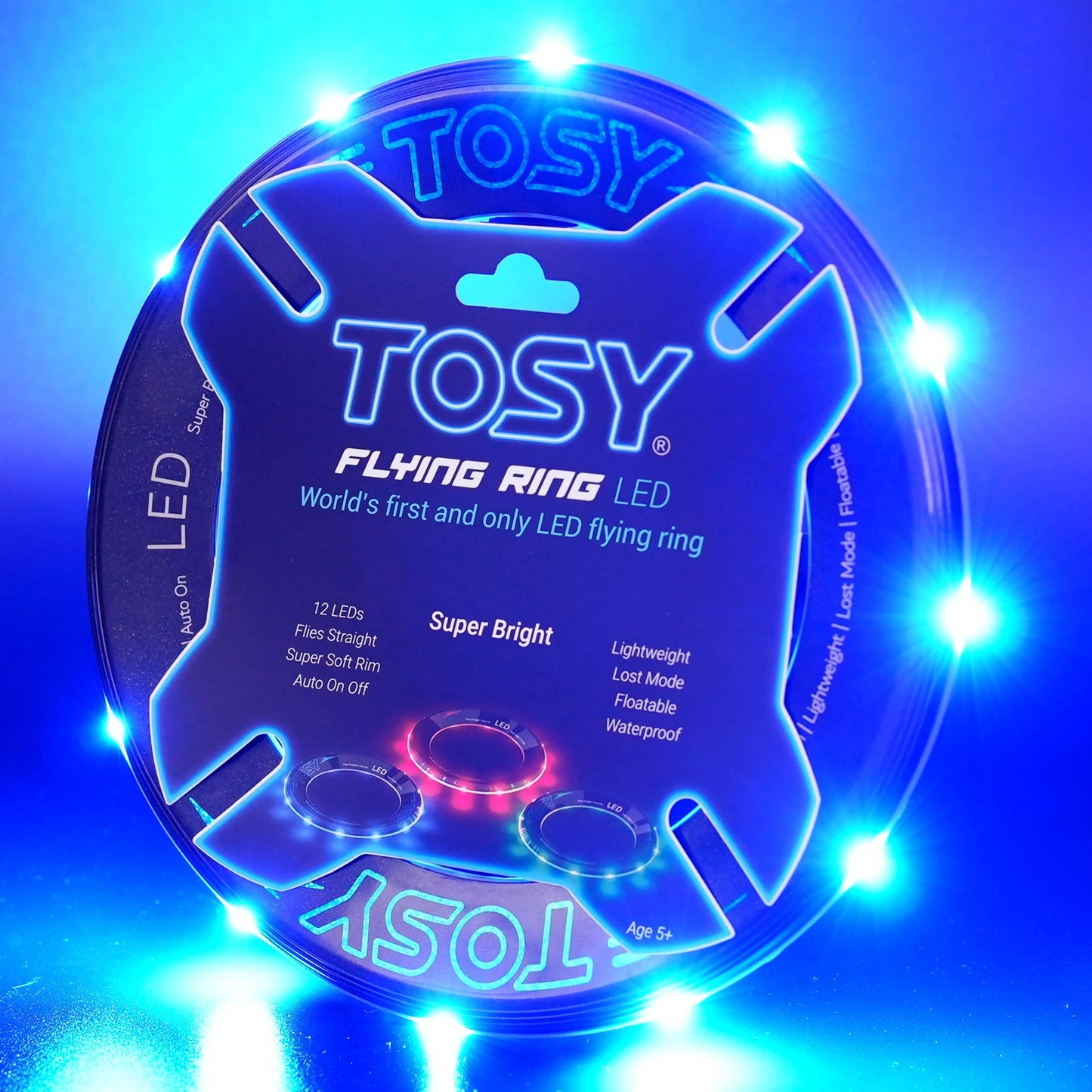 TOSY Bundle of 3-2X Green + Blue - Flying Ring 12 LEDs Super Bright