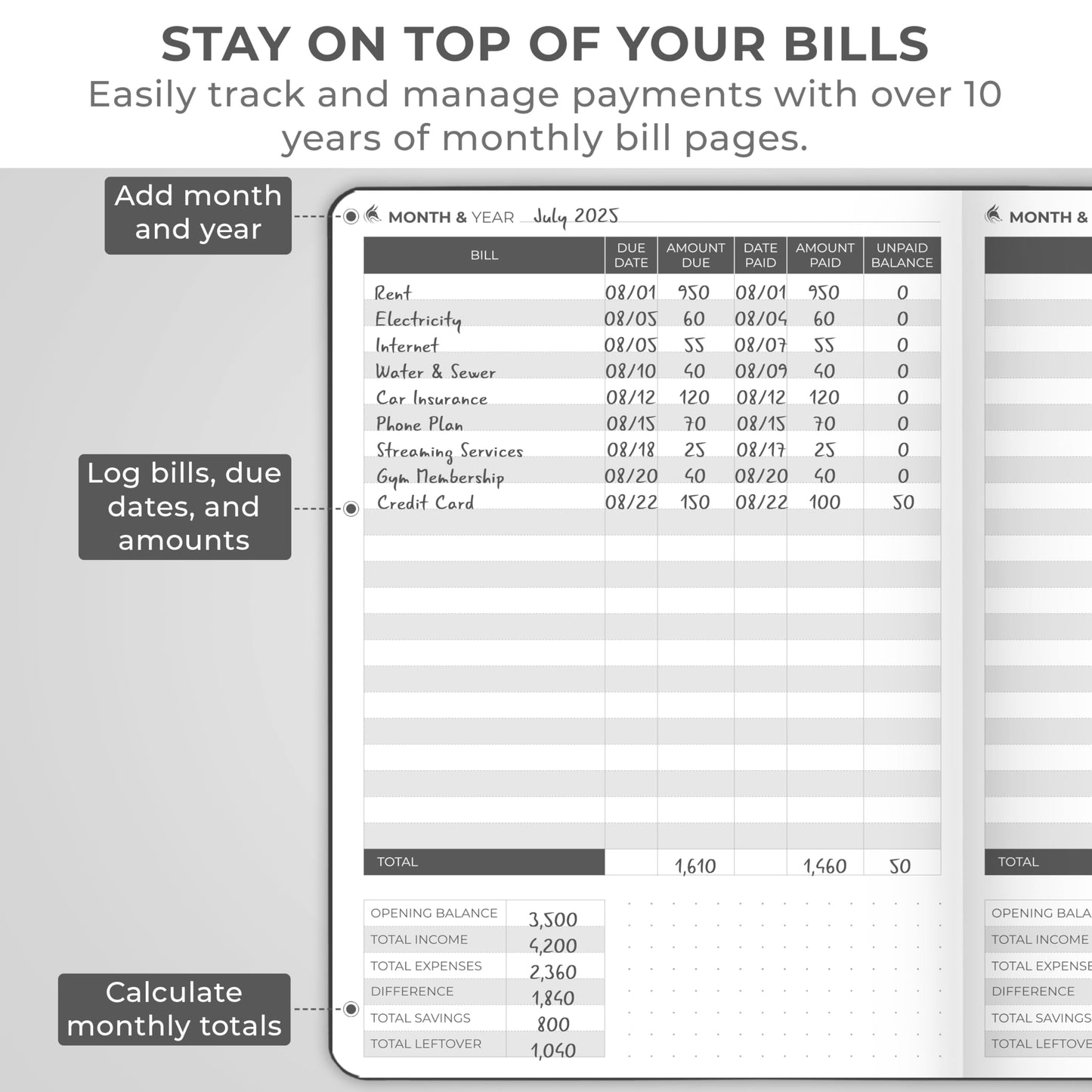 Clever Fox Bill Tracker Notebook – Monthly Bill Payment & Home Finance Organizer with Pocket – Efficient Budget & Expense Planner – Ledger Book to Manage Paying Bills for Saving Money (Black)