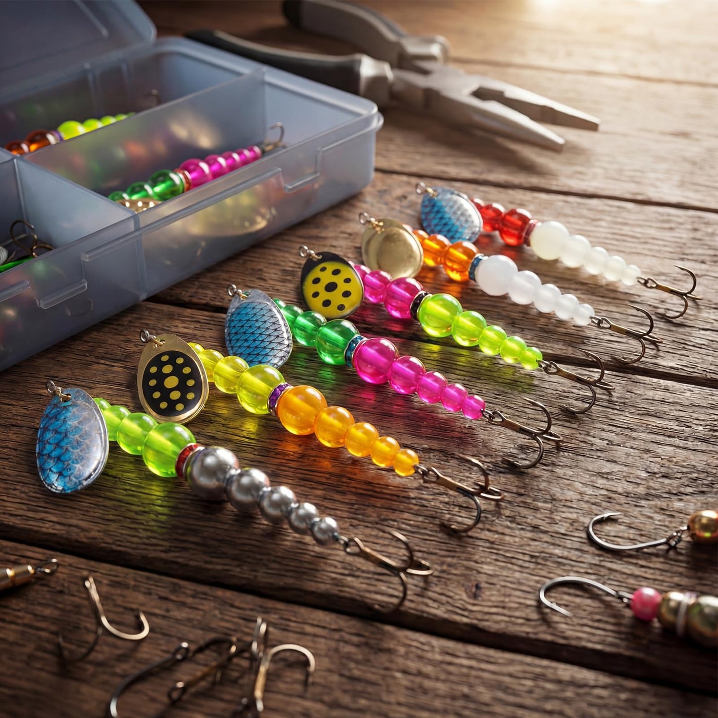 JolliLudo 160 Pcs Fishing Beads 12 Pcs Stacked Fishing Beads for Spinner Rig Making Colorful Perch Spinner Rig Lure Making Supplies for Trout Walleye DIY Saltwater Freshwater