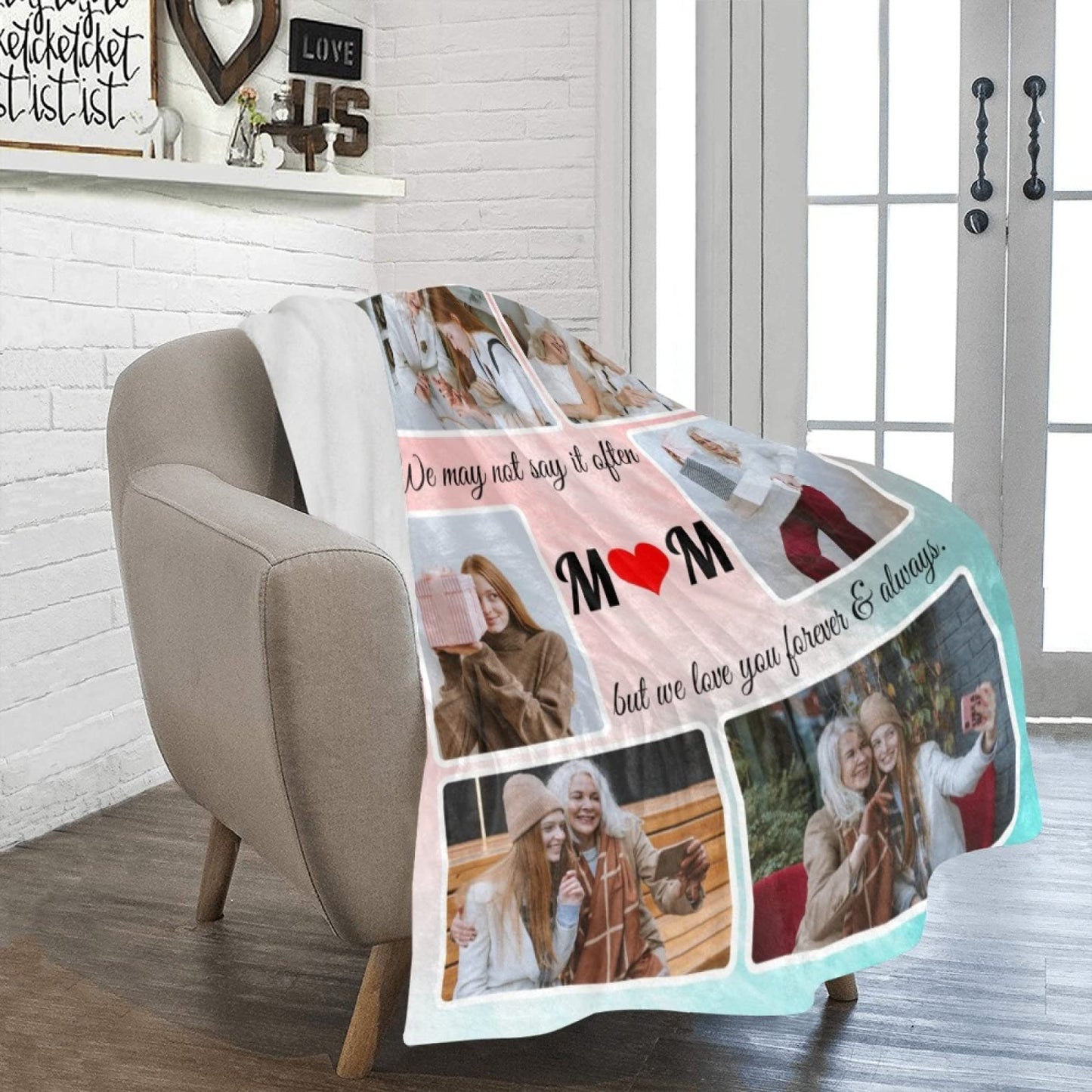 SHIYEL Gifts for Mom Custom Blanket with Photo, Personalized Make a Blankets with Picture for Mother's Day, Customized Memories Souvenir Throws for Best Mom Ever, 6 Collage Made in USA