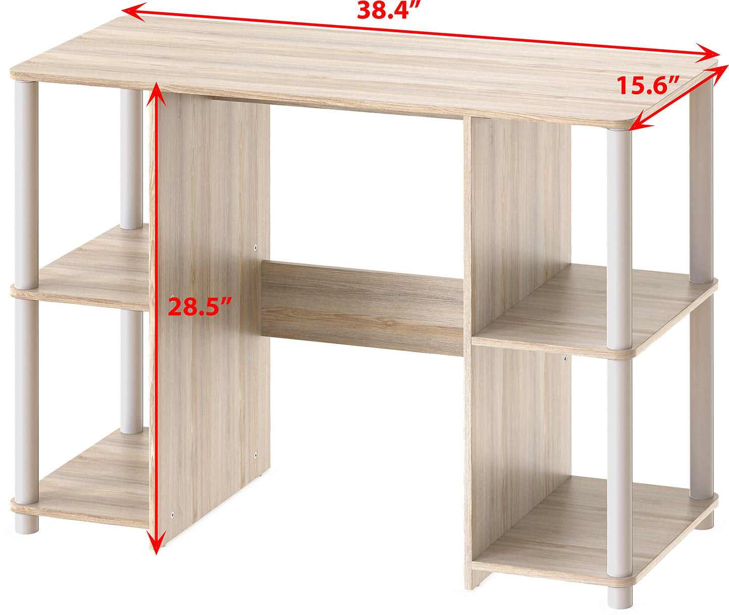 SHW 38-Inch Home Office Wood Desk with Double Sided Shelves, Oak