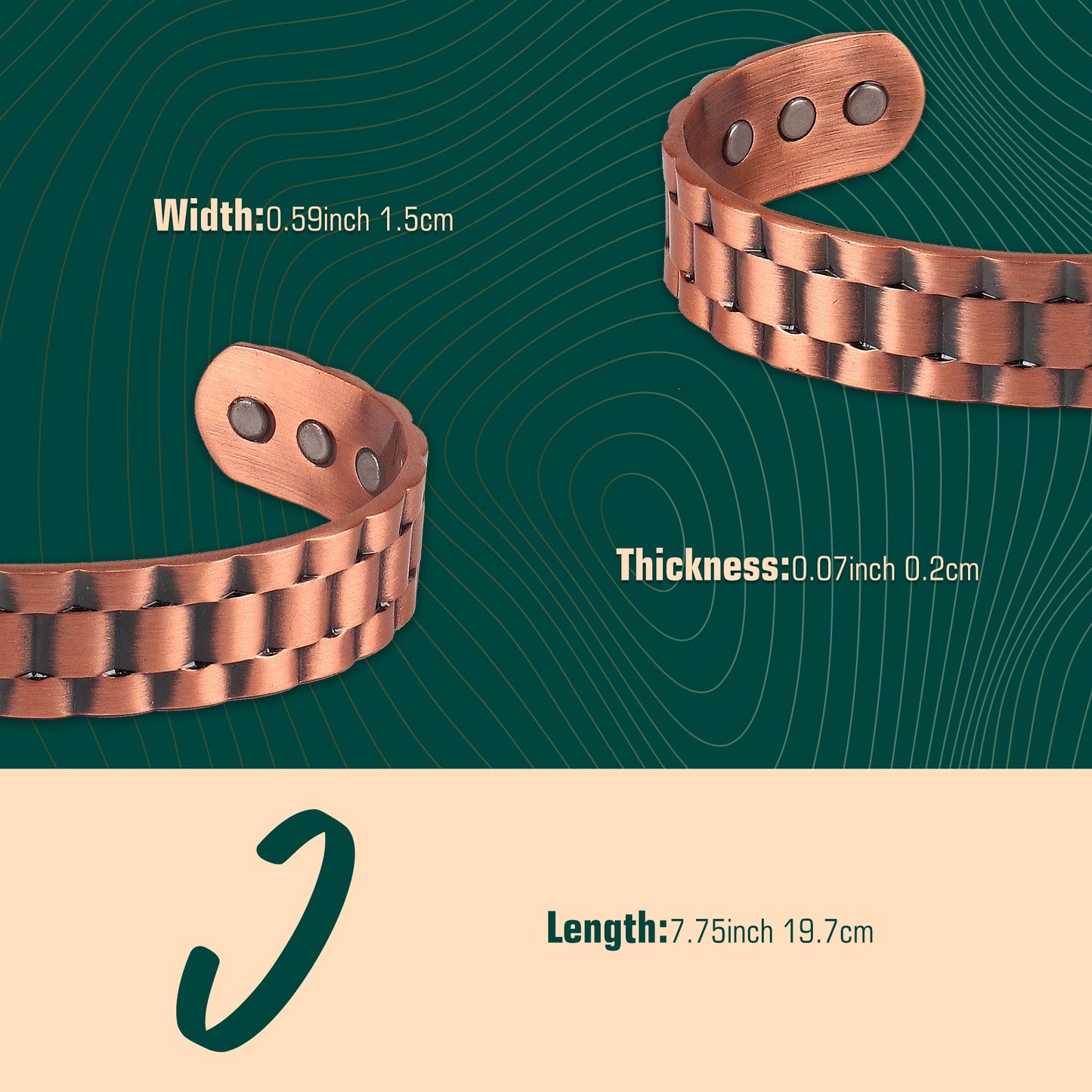 FASCIO Pure Copper Bracelet for Men Women with Healing Magnets,Adjustable Size Bangles with box