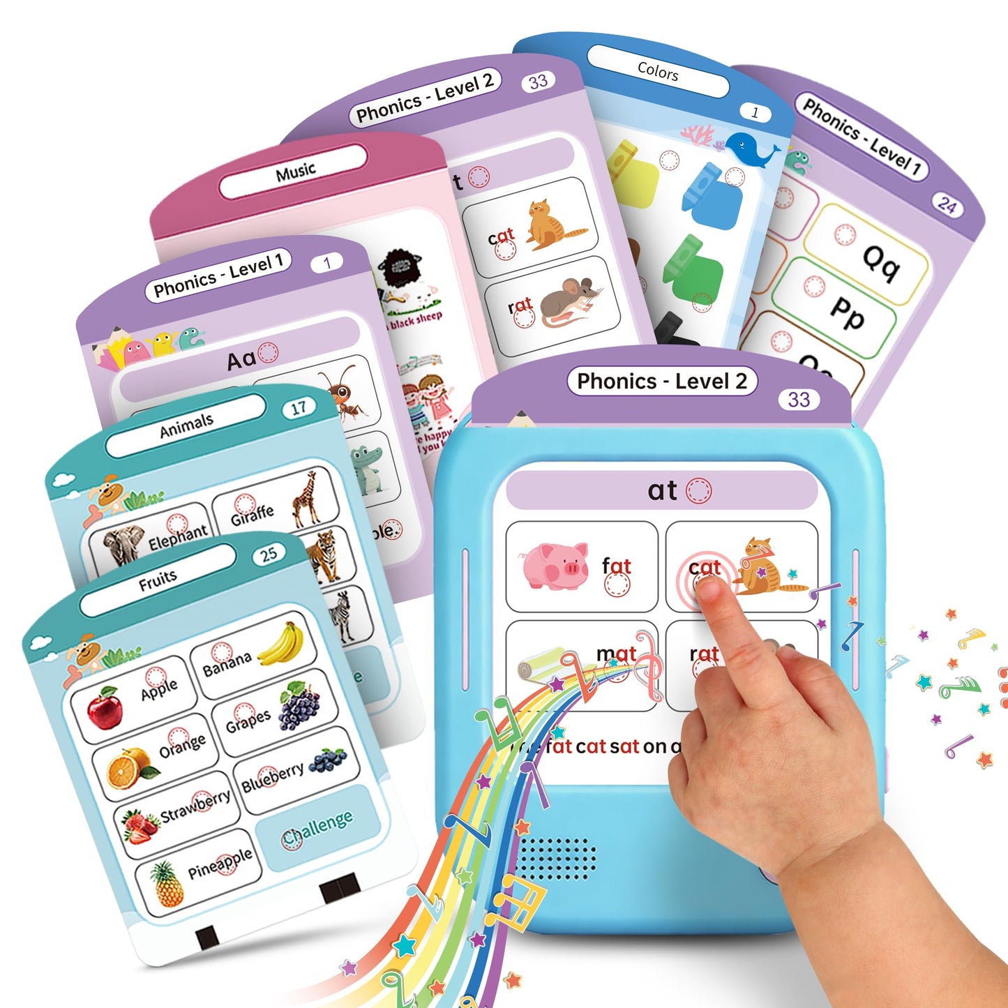 QuTZ Talking Flash Cards, Phonics Flash Cards, Learn to Read with 166 Pages, 29+ Themes, 800+ Words & Fun Facts, 700+ Interactive Games, Toddler Learning Toys for 3-6 Year Old