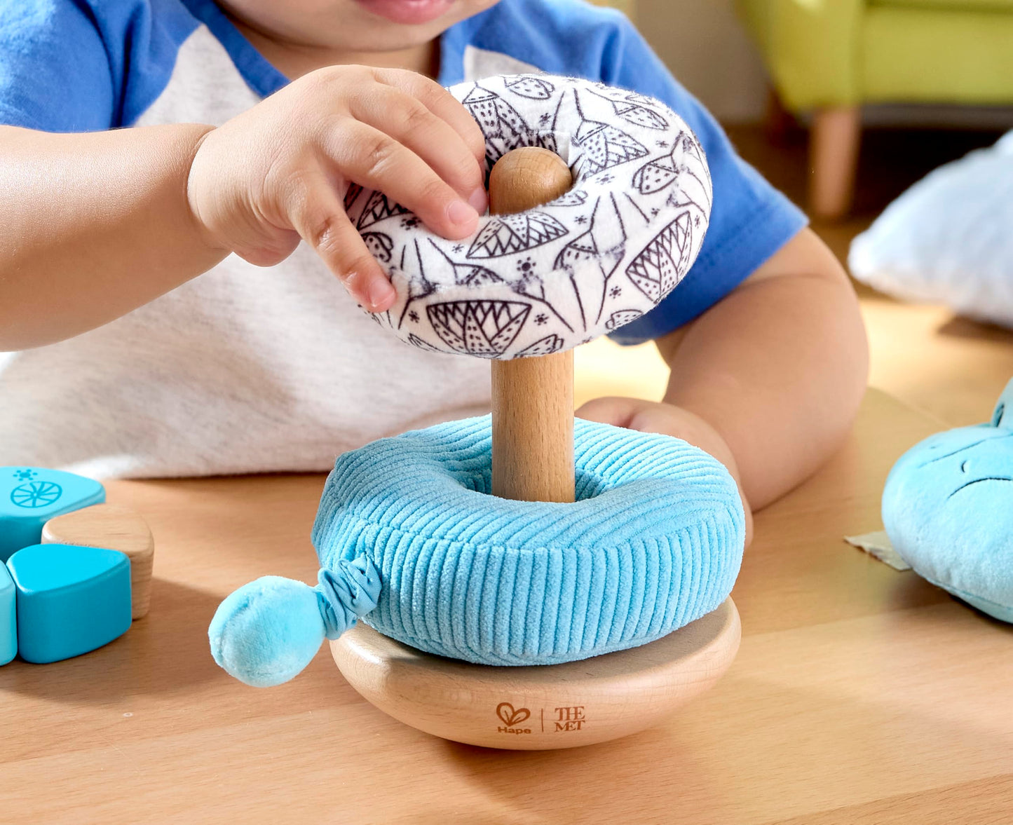 Hape x The Met William the Hippo Baby Stacker – Art-Inspired Stacking Toy for Ages 10-24M – Develops Fine Motor Skills, Colors & Shapes