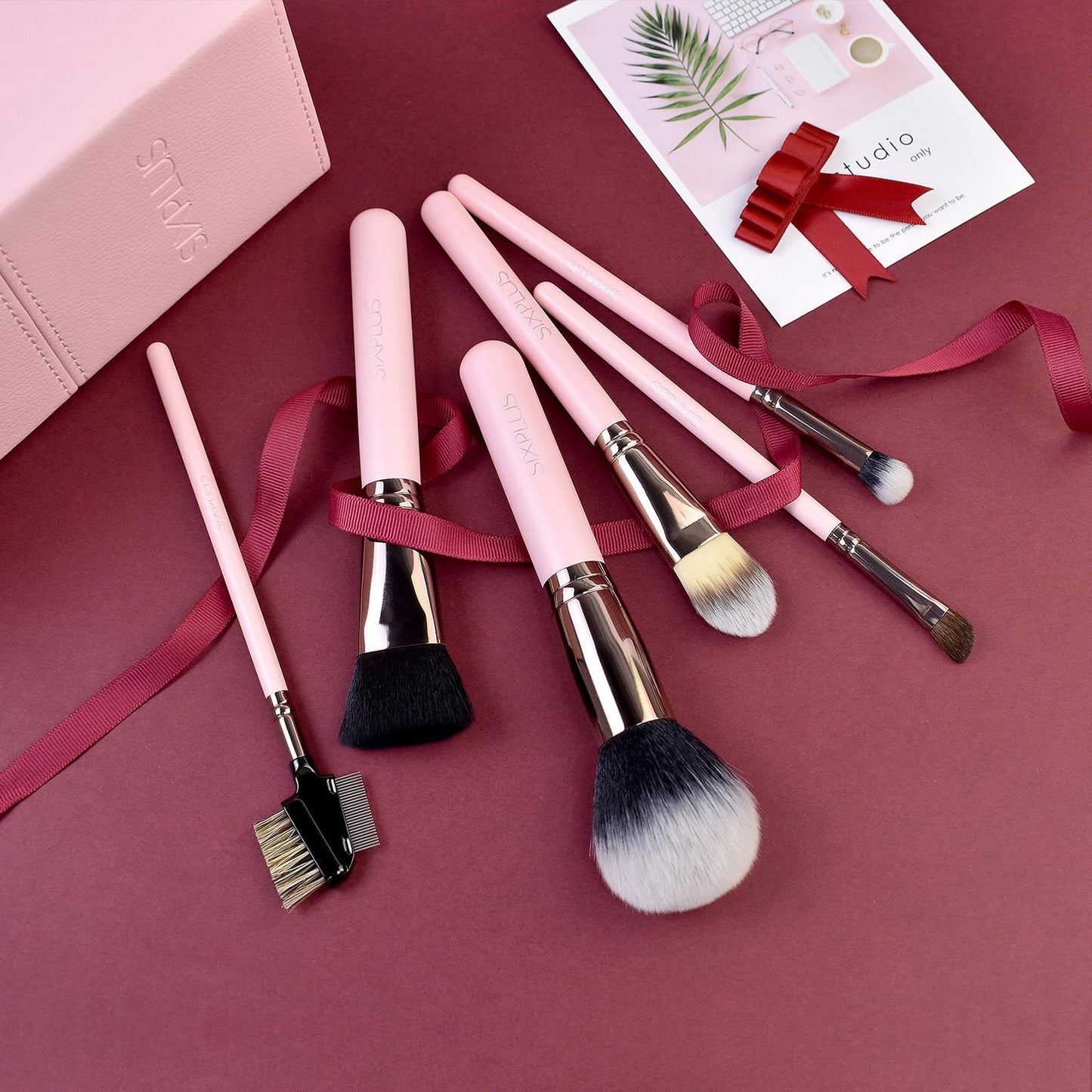 SIXPLUS Travel Makeup Brushes with Case, 15 Pcs Pink Makeup Brush Set Professional for Foundation Powder Concealer Eyeshadow Blush, Covers, Best Make Up Brush Kit Gift for Women Girlfriend Mom