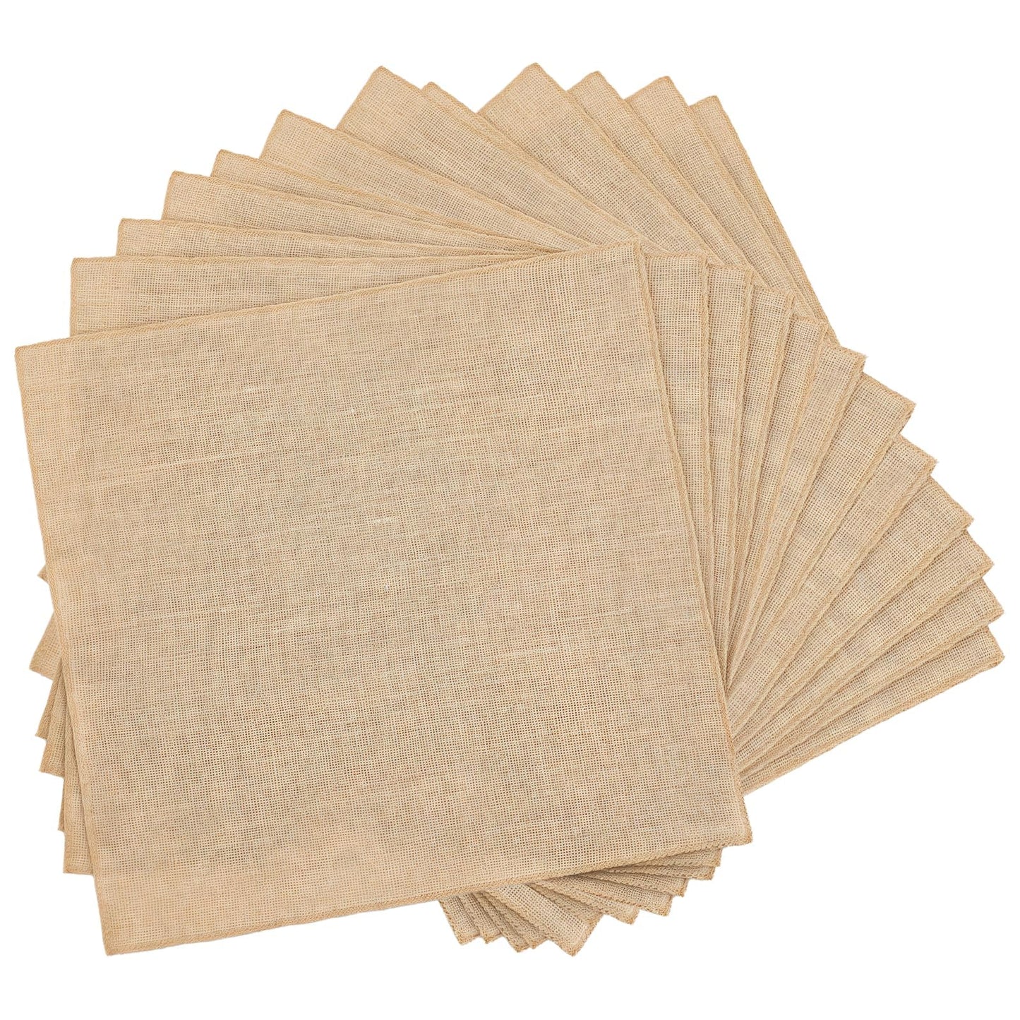 12 Pcs 20 x 20'' Burlap Squares Multipurpose Natural Burlap Fabric - for Decorations, Crafts, Home, Weddings, Table Linens, Landscaping, Plants & Tree Covering