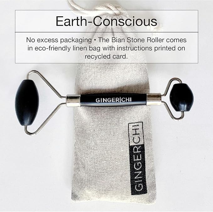 Bian Stone Roller for Face- Anti Aging, Wrinkles Free, Eye, Neck & Body Roller for Lymphatic Massage, Eye Puffiness Treatment- Enhances Skin Elasticity & Toning Facial Muscles