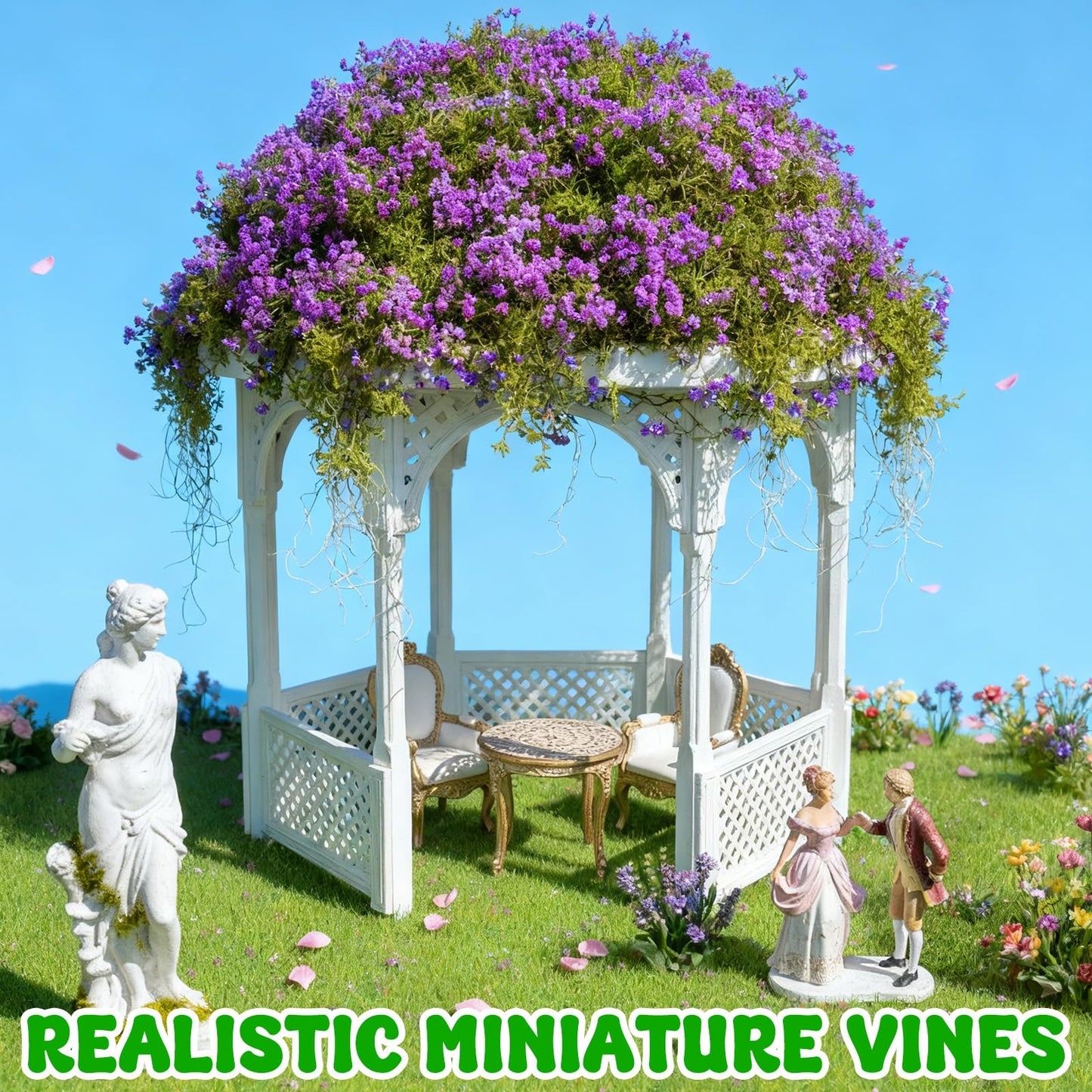 Warmtree Realistic Miniature Vines Simulation Vine Miniature Plants for DIY Mini Model Railway Fairy Garden Architecture Diorama Supplies Scenery Landscape Layout (Purple)