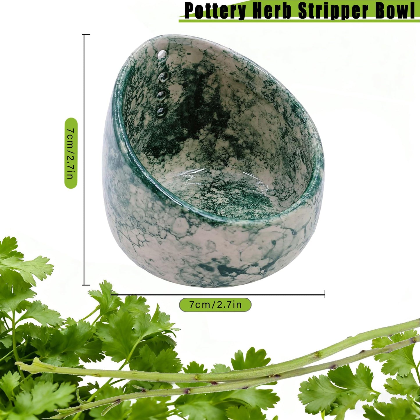 Herb Stripper Bowl, Pottery Herb Stripper Bowl, Kitchen Gadget for Fresh Leaf Stripping, Parsley, Thyme, Decorative Ceramic Glazed Handmade