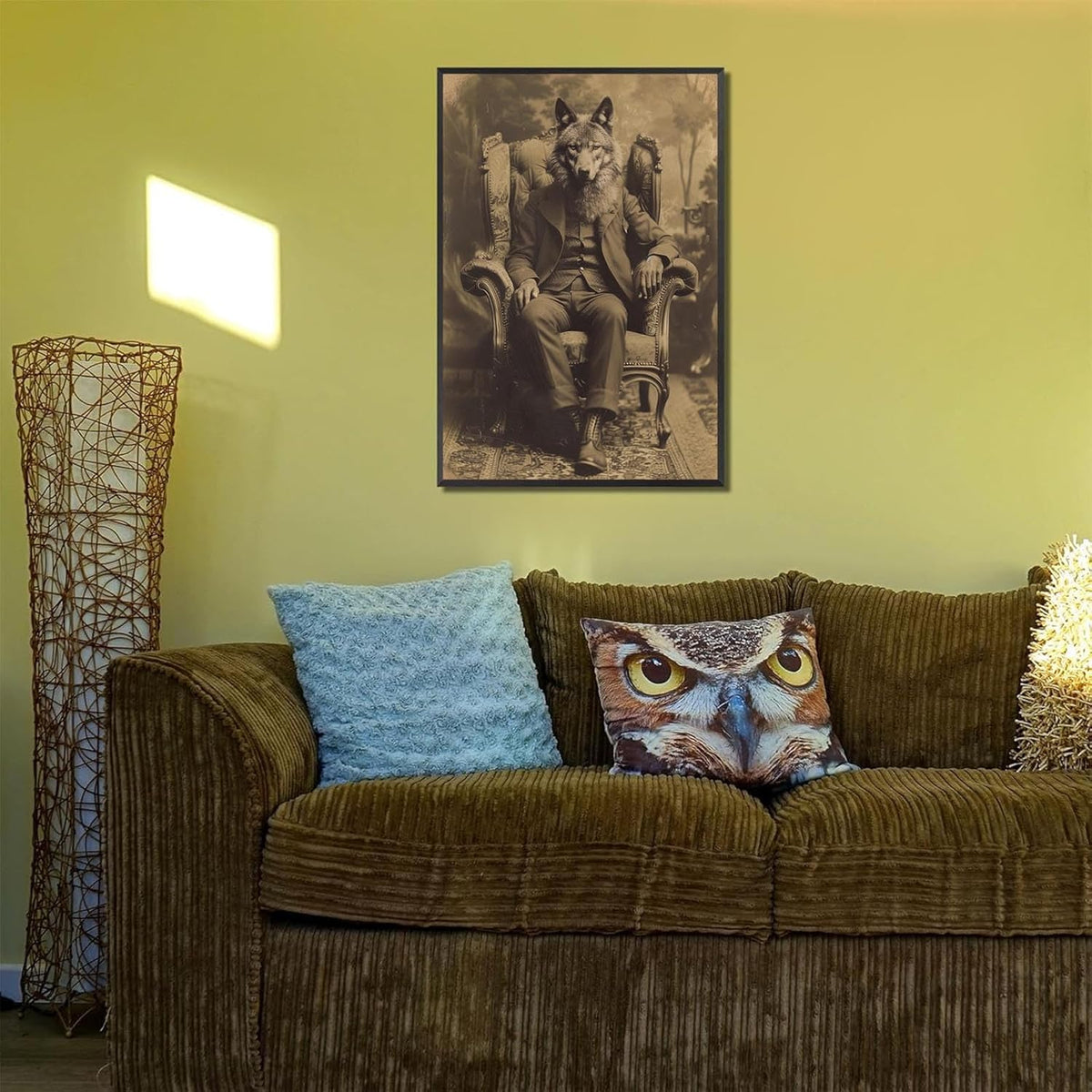 Werewolf Vintage Shoot Art Poster Print Canvas Wall Art Ideal for Dark Academia Gothic Occult Decor Living Room Bedroom Office Posters Decorations Creepy Picture 16X24inch Aluminum Framed