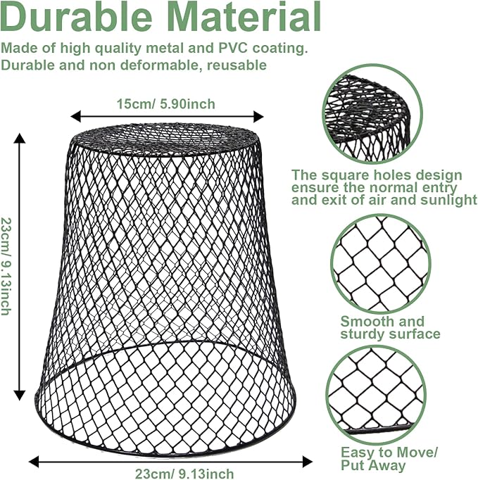 Dukelai 10 Pcs 9.13"×9.13" Chicken Wire Cloche Plant Covers Garden Netting Metal Heavy Duty Plant Protectors from Animals for Keeping Bunnies Chicken Squirrels Birds Other Out