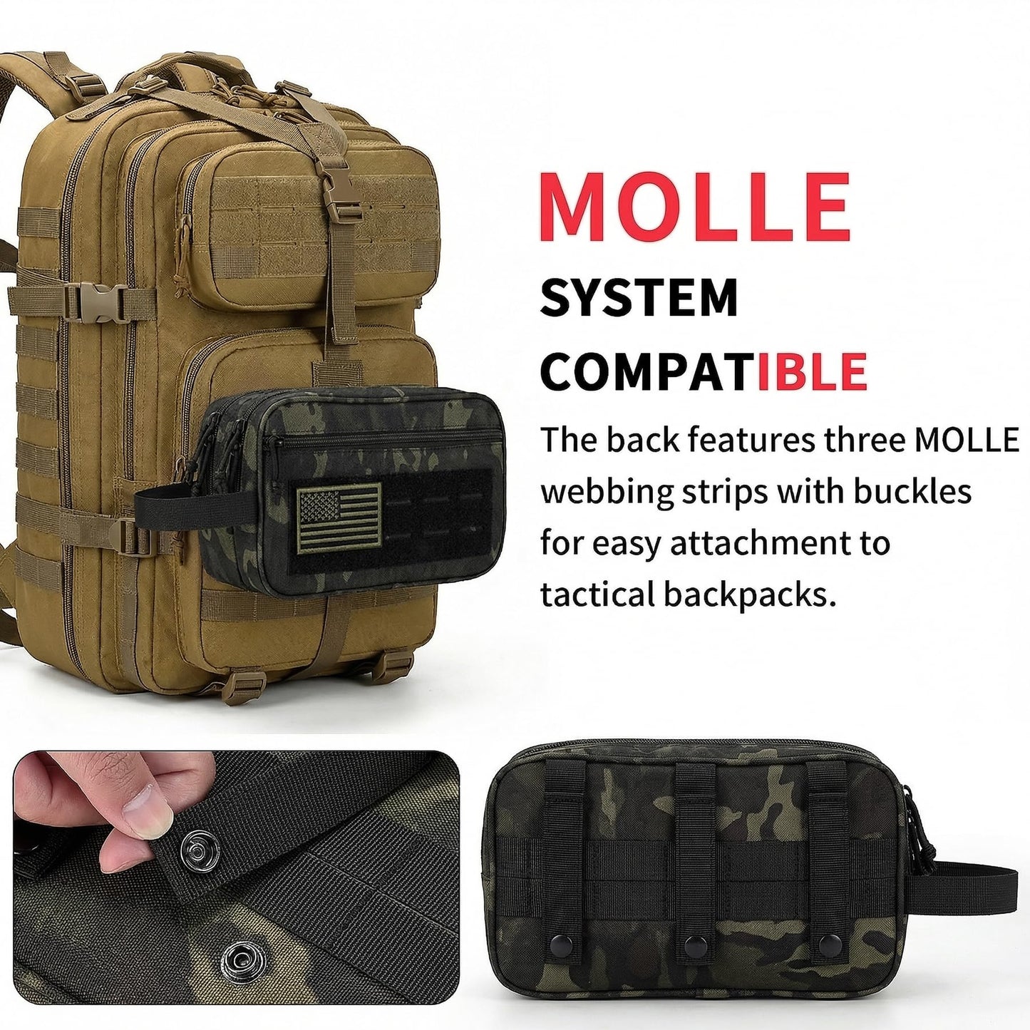 IronSeals Tactical Toiletry Bag Men Hygiene Bag Travel shower Bag EDC Utility Molle Tool Pouch Mens Shaving Kit Bag