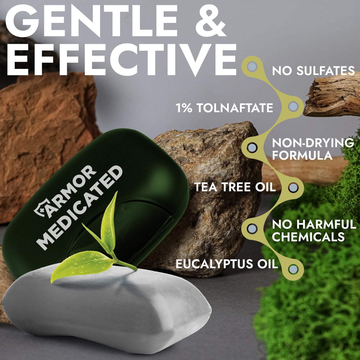 Antifungal Soap | Medicated Jock Itch Treatment, Fights Ringworm & Athlete's Foot | Soothing Tea Tree & Eucalyptus | 1% Tolnaftate for Effective Relief | Travel-Friendly with Soap Case