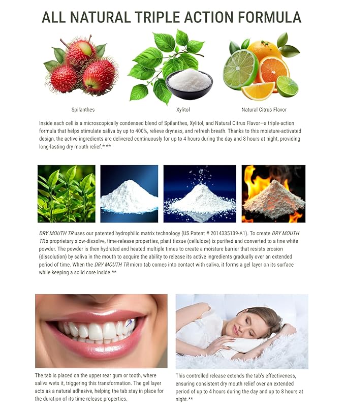 Dry Mouth TR by NeuOra Microceuticals: 8 Hour Time-Release Oral Micro Tabs, 5pk