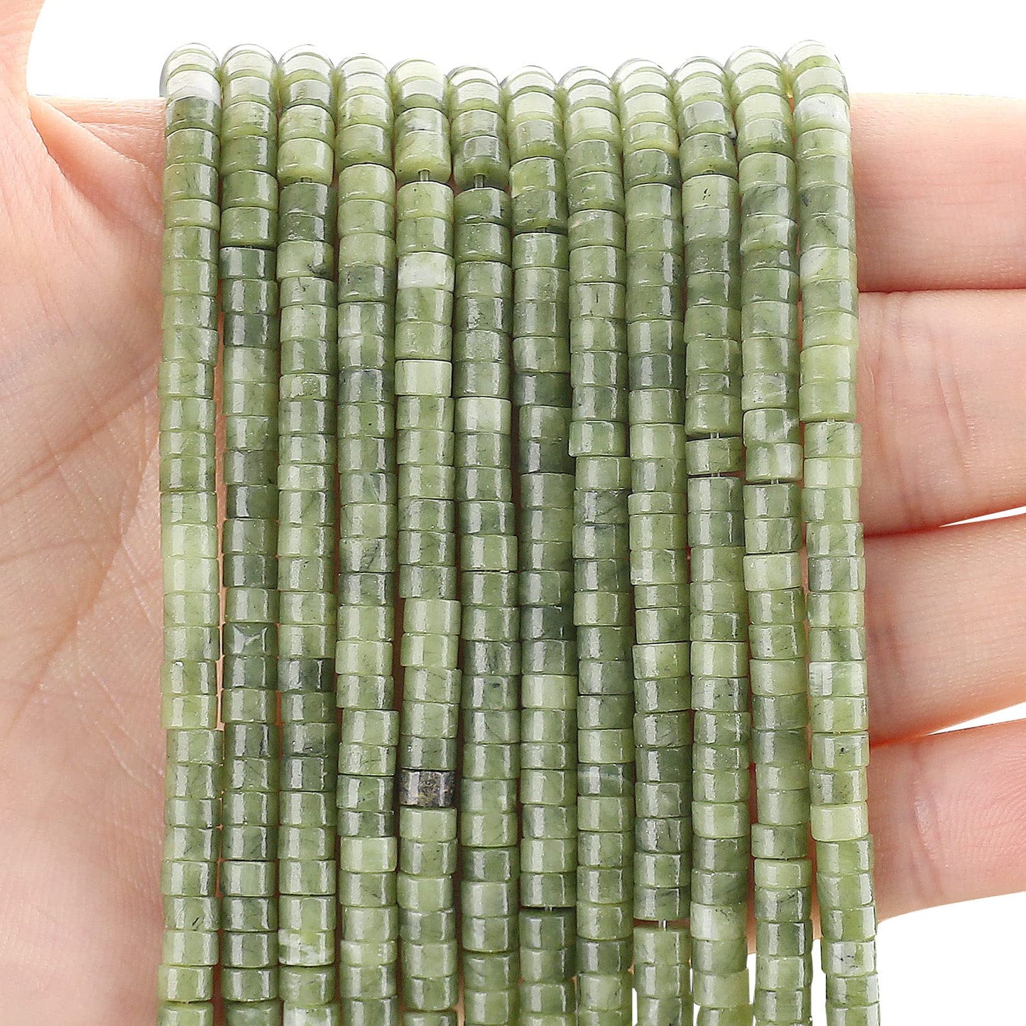 150PCs Natural African Transvaal Jade Spacer Beads, Loose Semi Precious Flat Round Gemstone Heishi Disc Stone Beads for Beading Jewelry Making 4mm*2mm 38cm