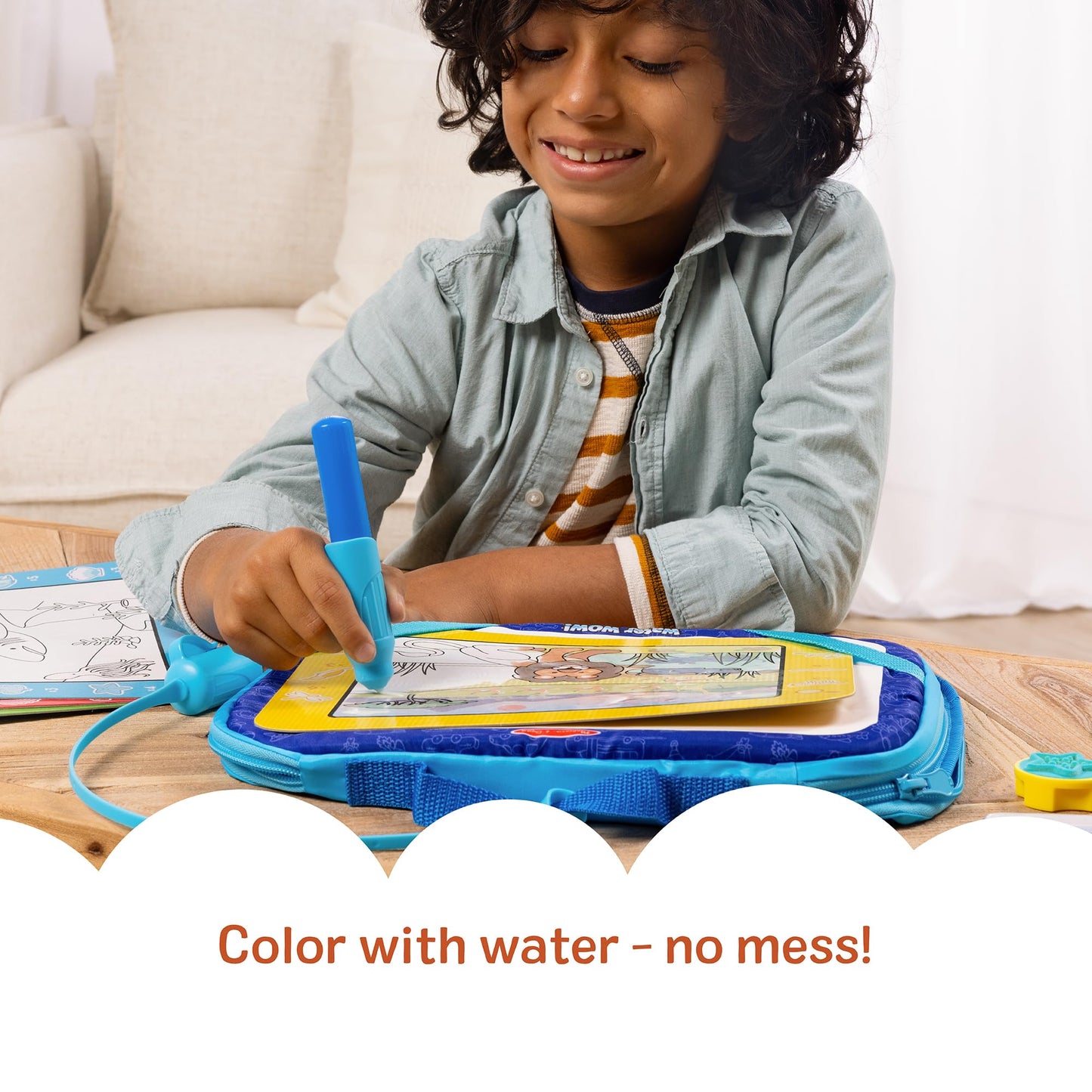 Melissa & Doug Water Wow! Take-Along Reusable Color-Reveal Drawing Set Mess-Free Multi-Activity Pad with Water PenTravel Toy for Toddlers & Kids Ages 3+