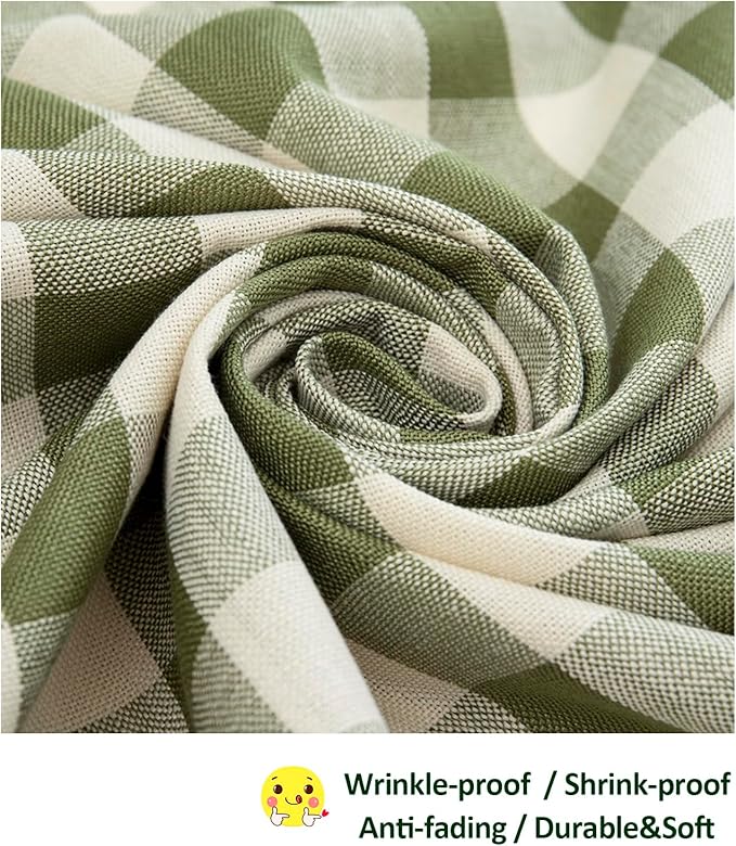 Checkered Tablecloth Rectangle, Heavy Weight Cotton Gingham Table Cloth Plaid Table Cover for Spring Summer Picnic Kitchen Dinner Restaurant Outdoor Party（55x84”,Green