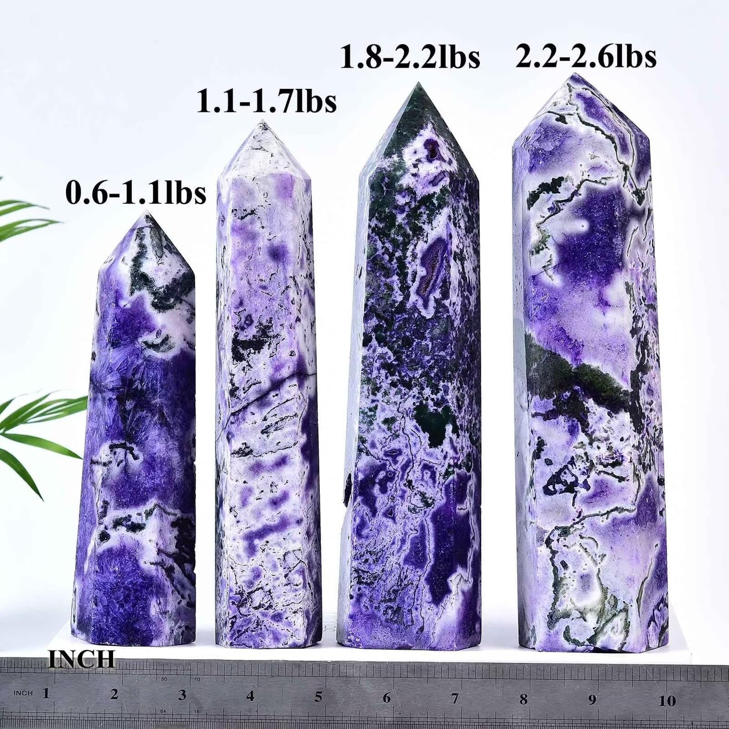 Purple Moss Agate Stone Tower Obelisk Healing Crystal Rock Point Wand Reiki Healing Gifts 1.1-1.7 LBS