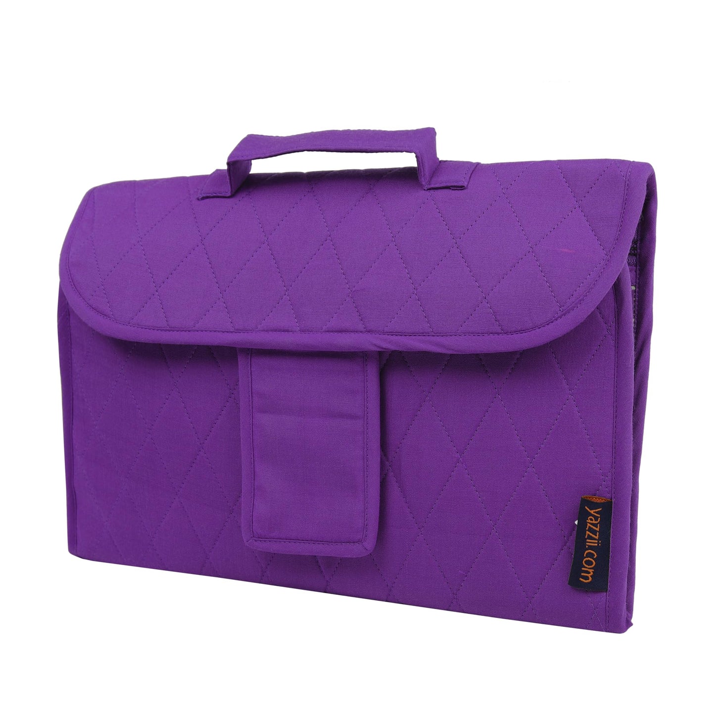 Yazzii Trifold Craft Project Case - Craft Organizer, Travel Tote Bag with Clear Pockets & Handle - Crafts, Crochet, Sewing Accessories - Purple
