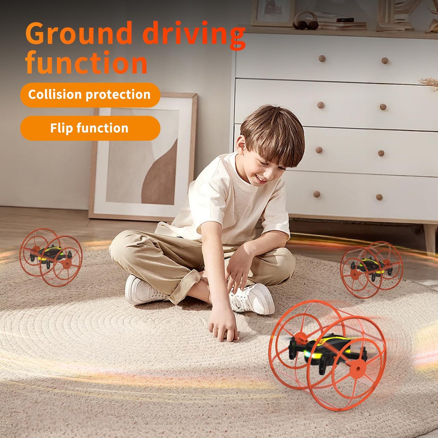Morlyrctooy M17 Drone with Protective Cover Mini Drone RC Quadcopter for Beginners Land-Air Dual Mode Drone Headless Mode 3 Speed Modes 3D Flip One Key Control 2 Rechargeable Battery Gifts