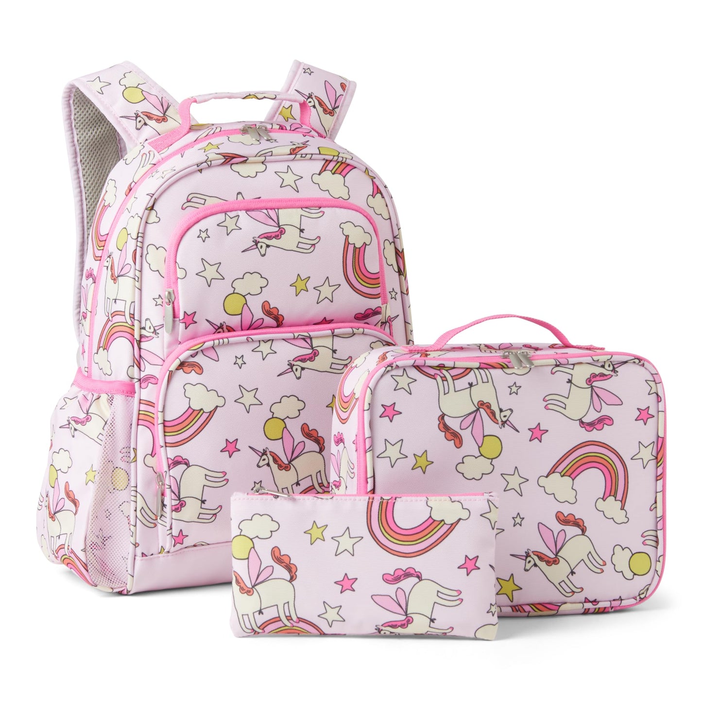 Amazon Essentials Kids School Backpack Set with Lunch Tote and Pencil Case - Multi-Pocket Tear-Resistant Student Day-pack - School Supplies Bundle - Pink - 3 Piece Set