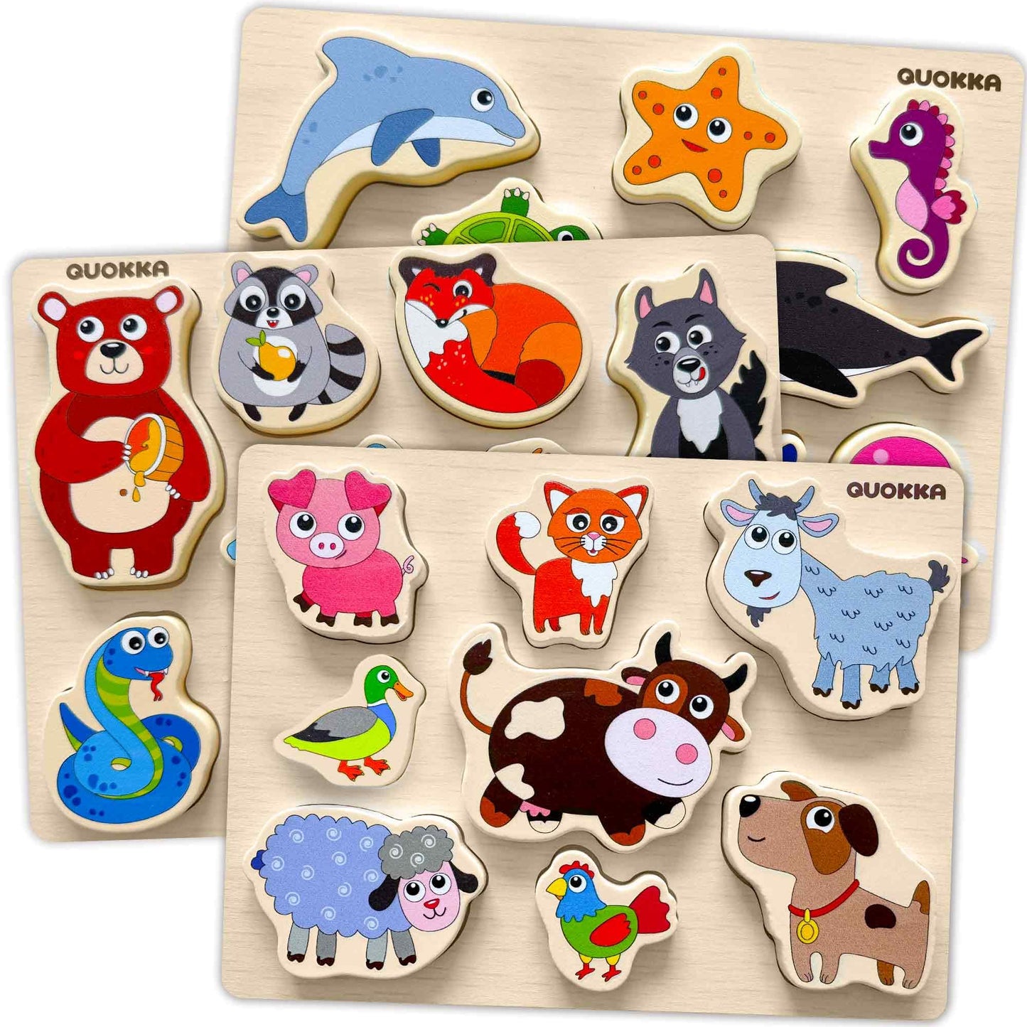 QUOKKA Wooden Blocks & Puzzles for Toddlers