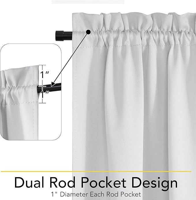 NICETOWN 100% Blackout French Door Curtain,Privacy Thermal Insulated Window Curtain with Adjustable Tieback for Glass Front Sliding Patio Door, 1 Panel, 36W x 72LL, Greyish White