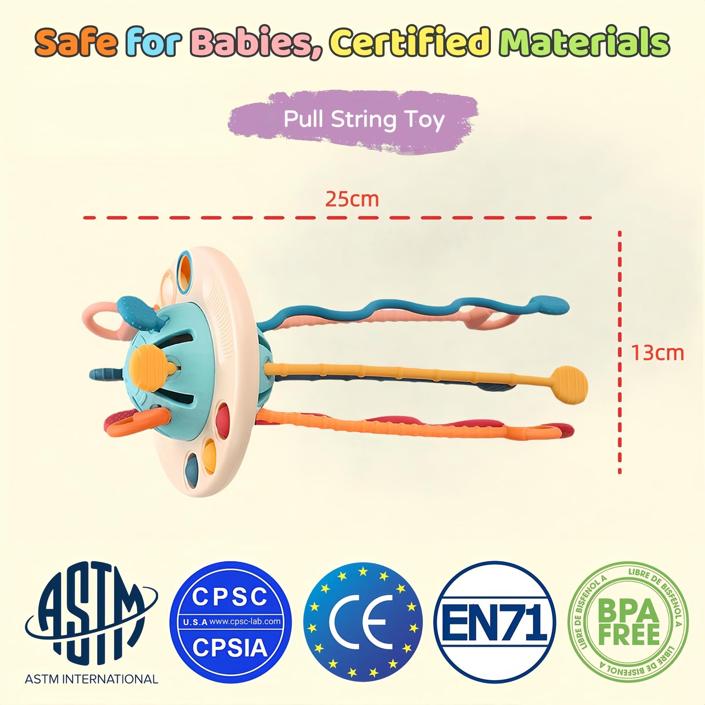 Fyxttalor Montessori Baby Toys for 12M+, UFO Sensory Play Set for Toddlers, Pull String Pull String Toy in Stollers Developmental Toys for Fine Motor Skills Gift for Boys& Girls