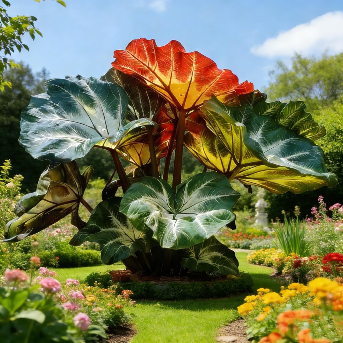 LBJDUYS Large Elephant Ear for Planting - Elephant Ear Bulk - Magical Hardy Balcony Rare Species Ornamental Value - 2Bulbs