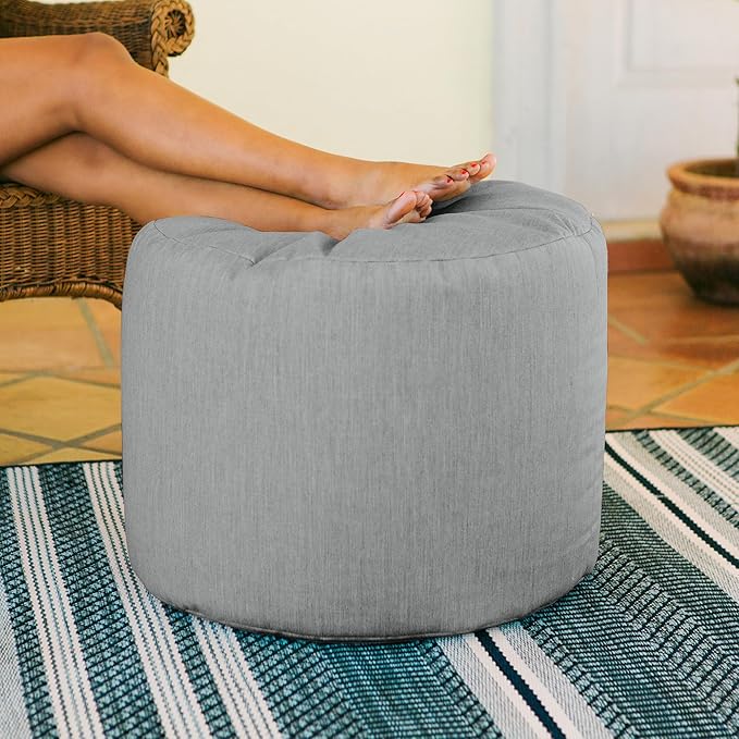 Jaxx Spring Outdoor Ottoman/Side Table, Premium Sunbrella, Granite
