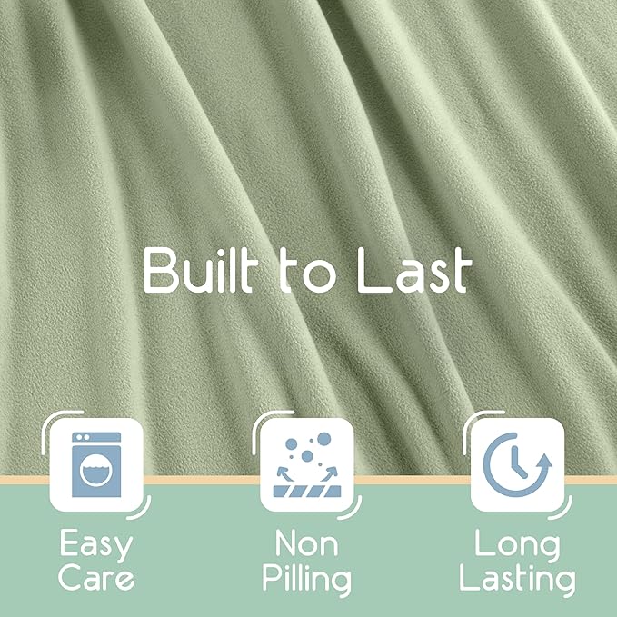 Full/Queen Size Microfleece Blanket | Fleece Bed Blanket | All-Season Comfort| Supersoft Lightweight Throw Blanket | Plush Throw Blanket for Bed Couch or Sofa | Travel Blanket | Pet-Friendly | Green