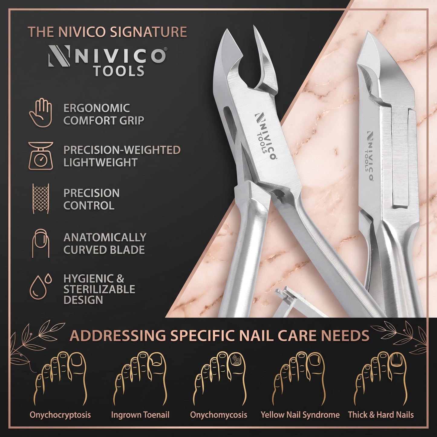 Nivico Tools Professional Cuticle Nipper – Surgical Stainless Steel Cuticle Trimmer & Hangnail Clipper – Ultra-Sharp Precision Jaw with Frictionless Double Spring for Manicure & Pedicure Care