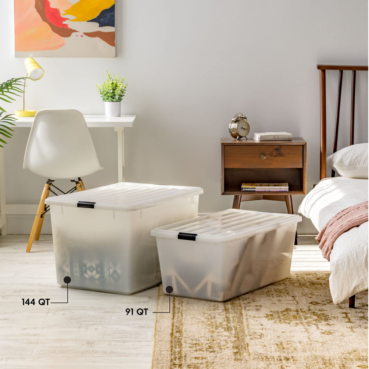 3 Pack 144 Qt Stackable Storage Bins with Lids (3 Count)
