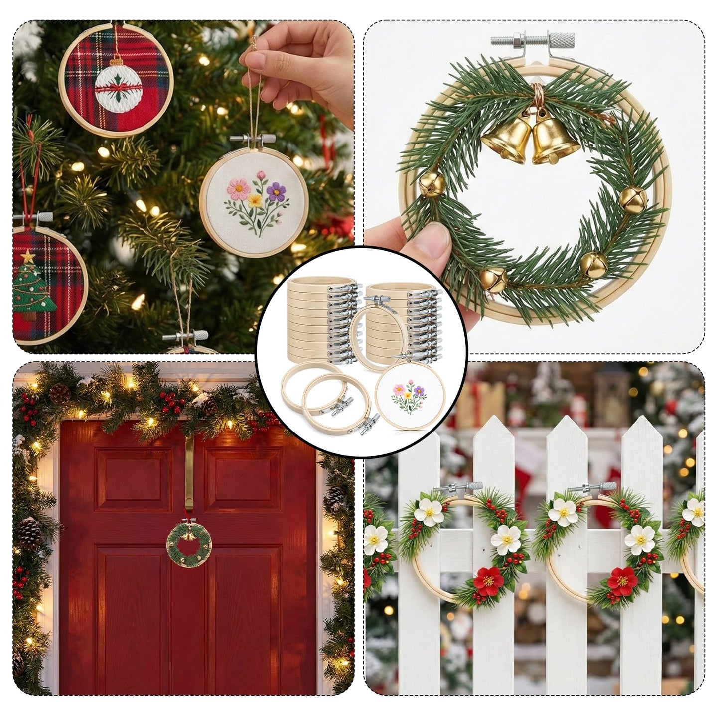 40 Pieces 3 Inch Embroidery Hoops Adjustable Bamboo Circle Cross Stitch Hoop Ring Circle Mini Embroidrey Hoops for Embroidery Art Craft Sewing