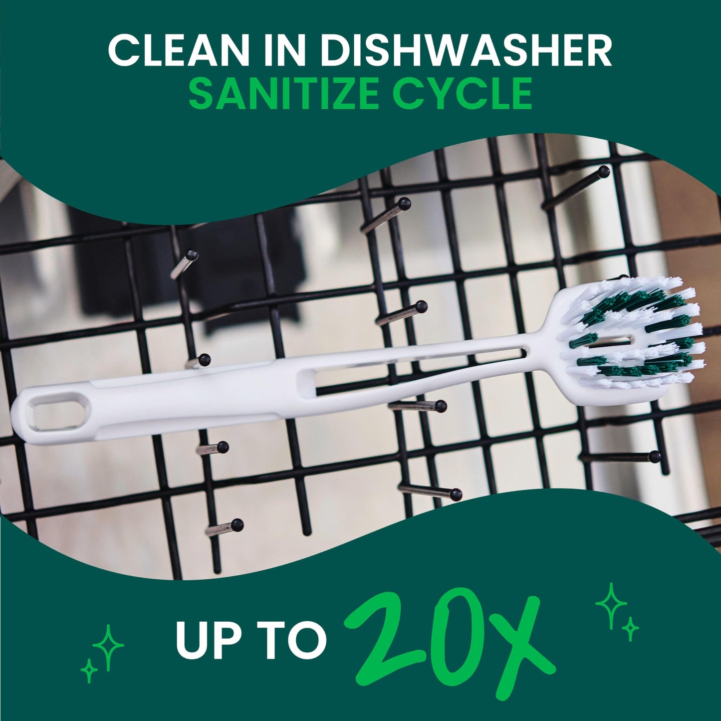 Scotch-Brite Pot + Pan Brush, Durable and Long Lasting Dish Brush with Handle for Scrubbing Stainless Steel, Outdoor Furniture, and Sinks without Scratching, Antimicrobial, and Rinses Clean