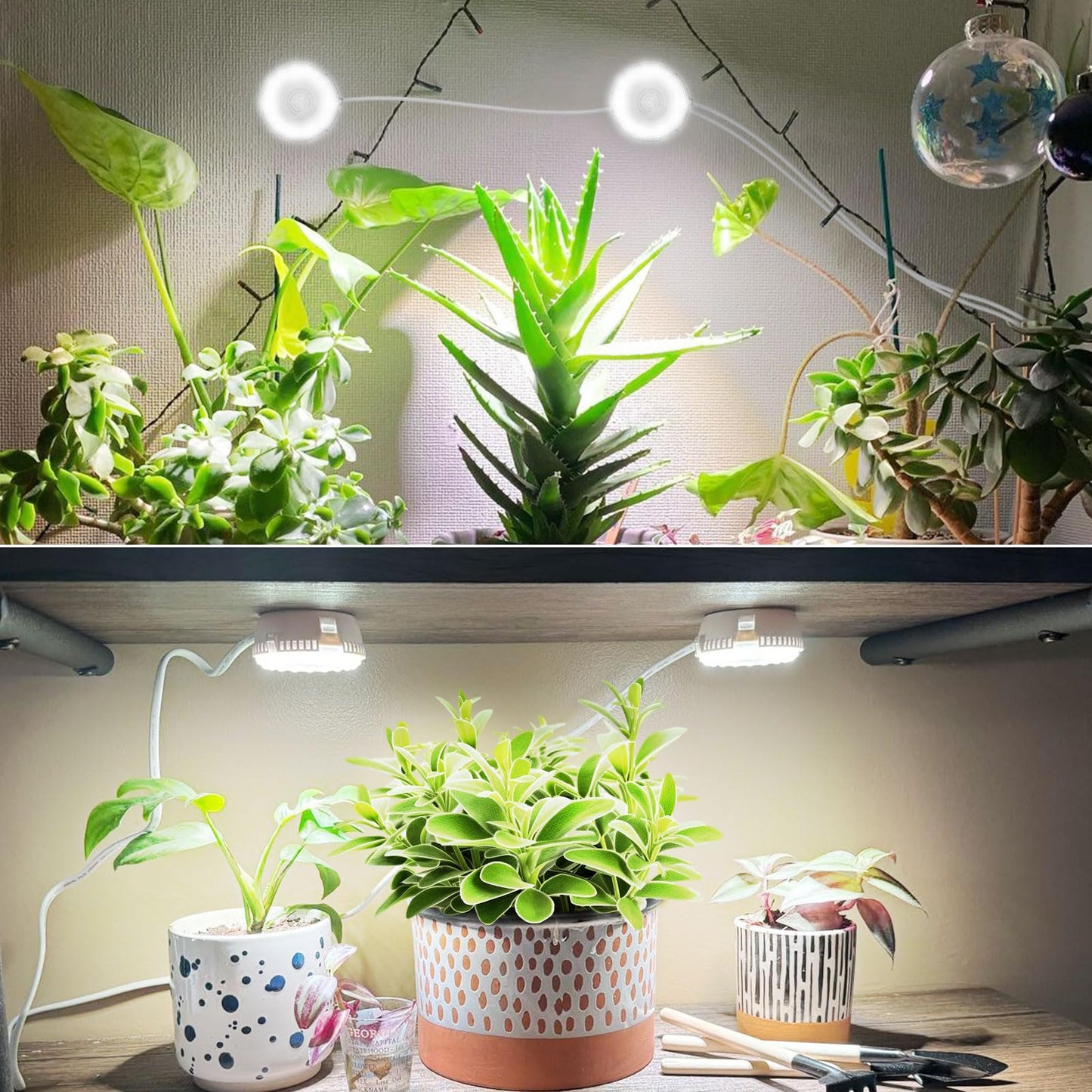 Plant Lights for Indoor Growing, 2 Pack 5W+5W Puck Grow Light, 150 Watt Equivalent,Small Full Spectrum High PPFD Mini Plant Growing Lamps with Timer, Sun Lamp Hanging Grow Lights for Shelves