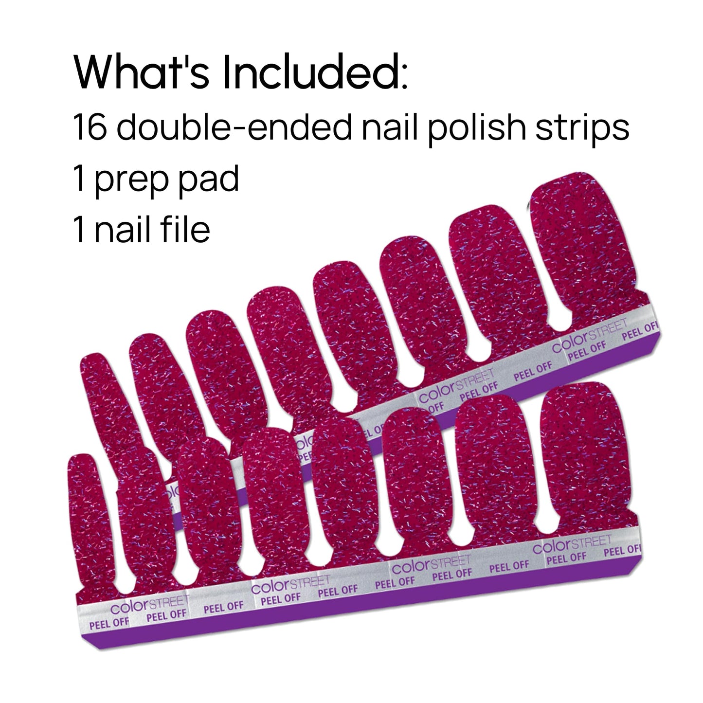 Color Street Divine Matter Nail Strips - Boysenberry Shade with Galaxy Glitter & Holographic Tinsel - 16 Double-Ended Polish Strips for a Dazzling Finish, Shifting Colors & Depth with Every Movement
