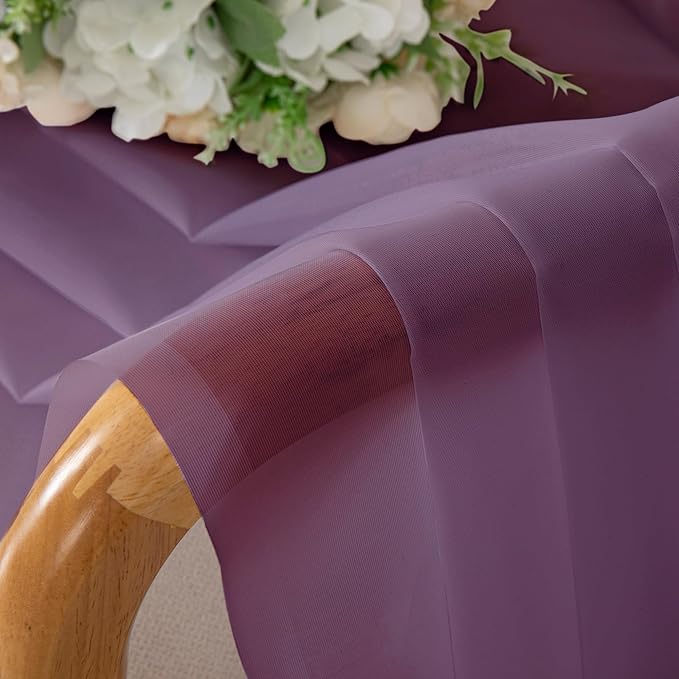Chyhomenyc Plum Sheer Curtains 96 inches Long 2 Panels, Light Filtering Soft Airy Solid Elegant Voile Window Treatment Drapes for Bedroom Living Room Wedding Party Decor, 42 Wx96 L, 8FT L