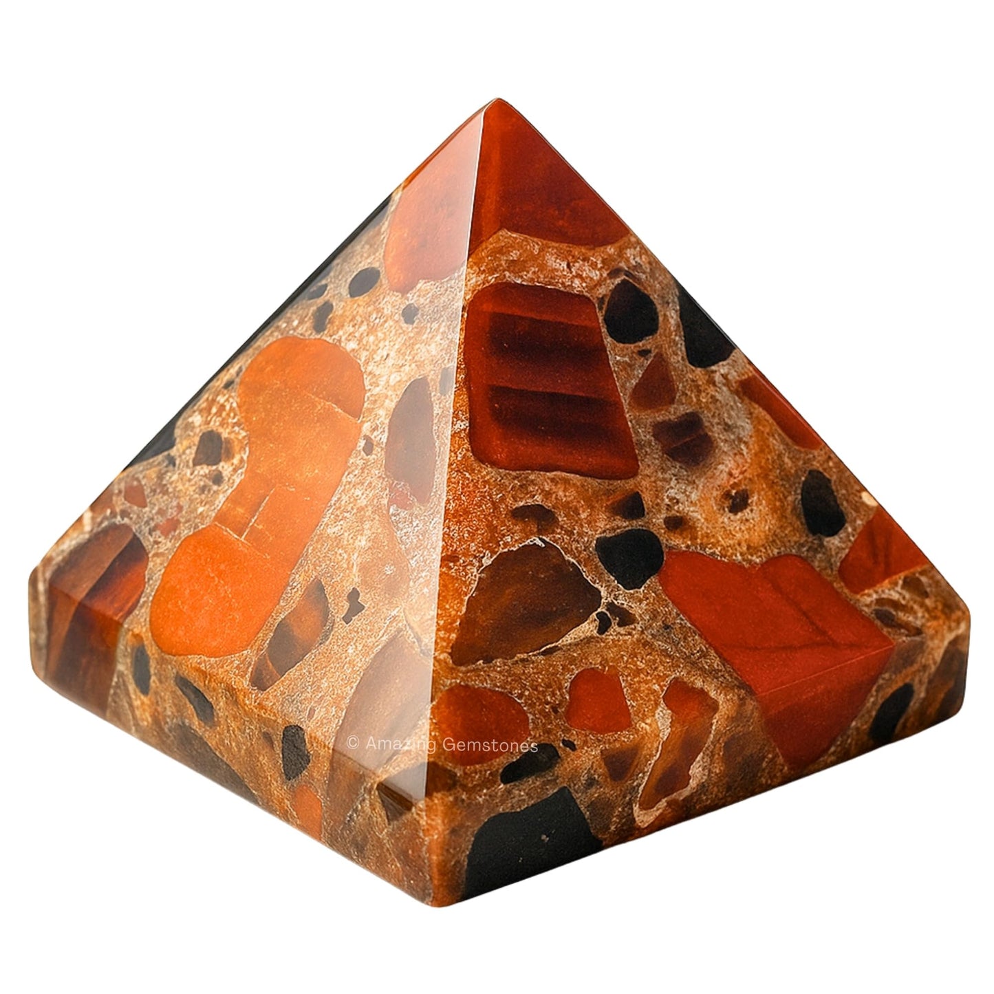 Spotted Jasper Pyramid Crystal Healing Stones - 1.5" Great Pyramid Figurine of Natural Stone Pyramid for Meditation, Reiki, Chakra Balancing and Crystal Pyramids Grid